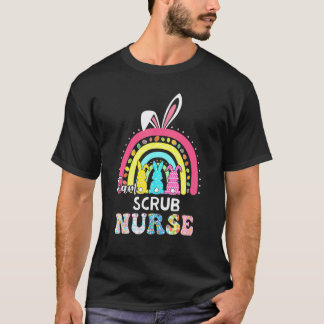 Rainbow Team Scrub Nurse Bunny Ears Easter Day Chr T-Shirt