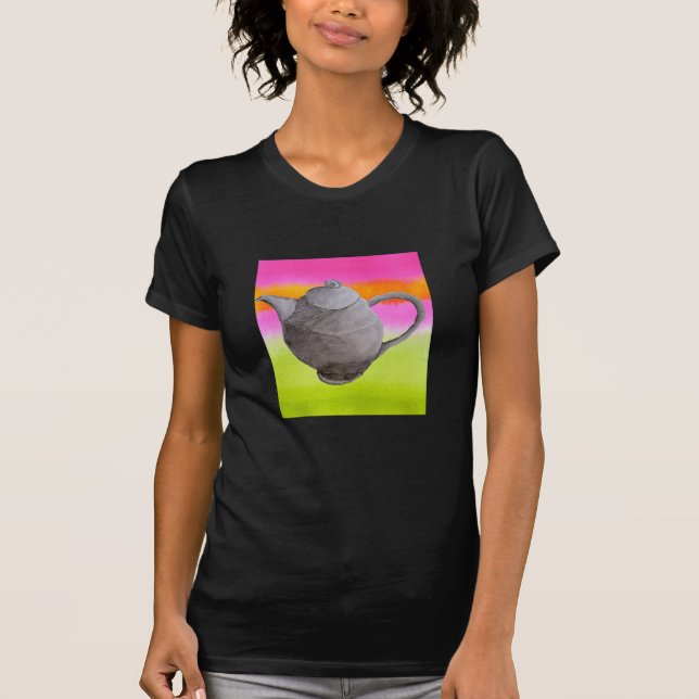 Rainbow Teapot arty tea party T-Shirt (Front)