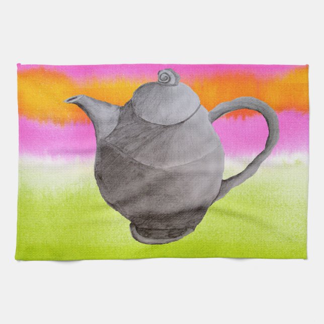 Rainbow Teapot arty tea party Towel (Horizontal)
