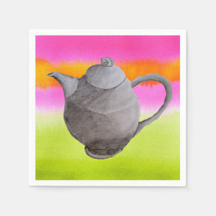 Rainbow teapot tea party napkin
