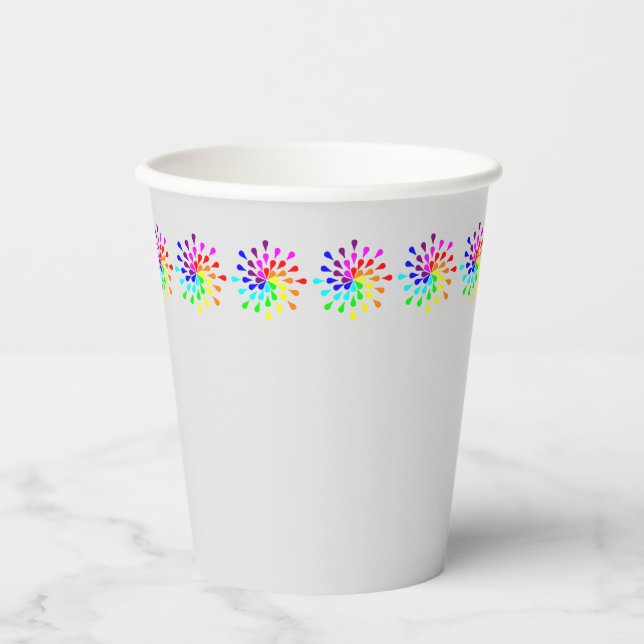 Rainbow teardrops paper cups (Front)