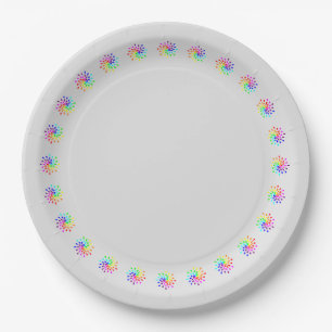 Rainbow teardrops paper plate