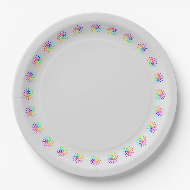 Rainbow teardrops paper plate (Front)