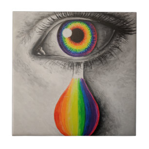 Rainbow tears poster throw pillow trivet stone coa