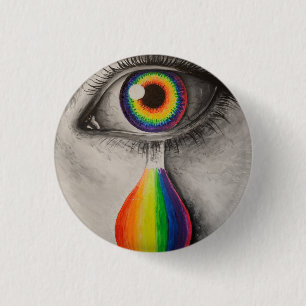 Rainbow tears poster throw pillow trivet stone coa 3 cm round badge