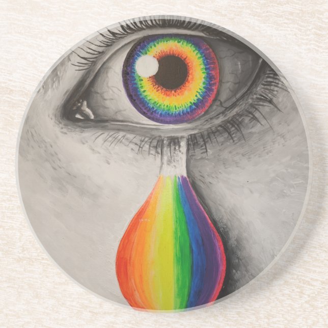 Rainbow tears poster throw pillow trivet stone coa coaster (Front)