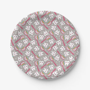 Rainbow Teeth Pattern Paper Plate