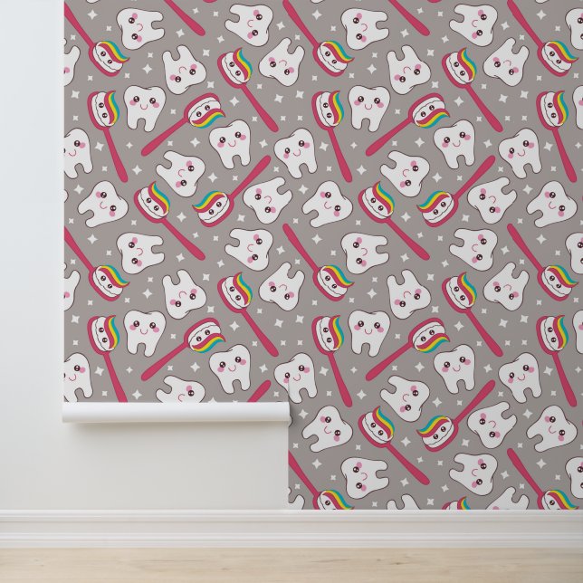 Rainbow Teeth Pattern Wallpaper (Application)