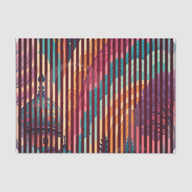 Rainbow Temple Striped Tissue Paper – Customisable (Front)