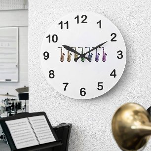 Rainbow Tenor Saxophone Colorful Musical Instrumen Large Clock