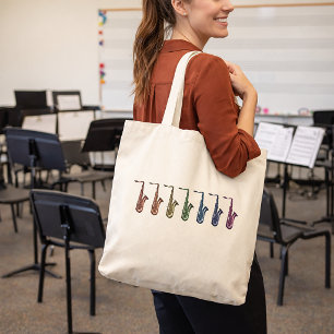 Rainbow Tenor Saxophones Tote Bag