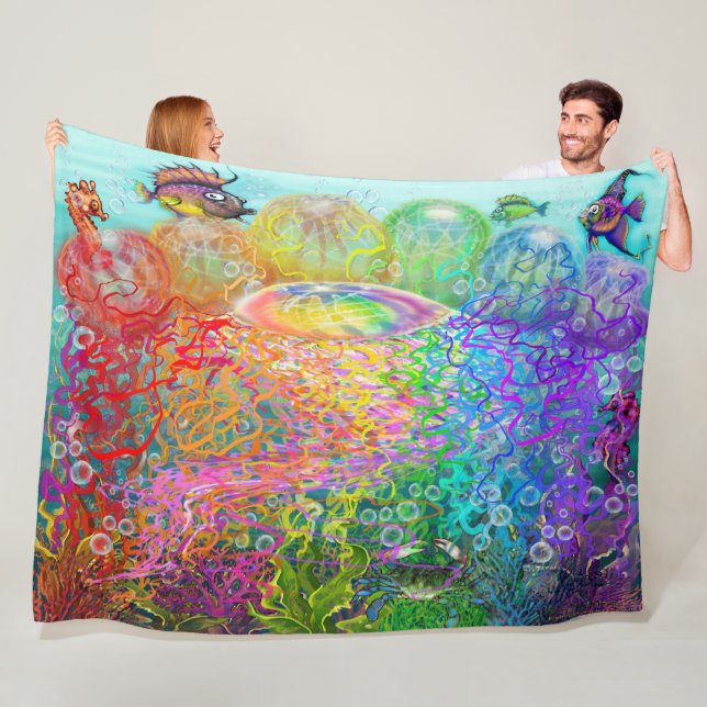Rainbow Tentacles Celebration Fleece Blanket (In Situ)