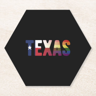 Rainbow Texas Flag Design for proud LGBT Texan Paper Coaster