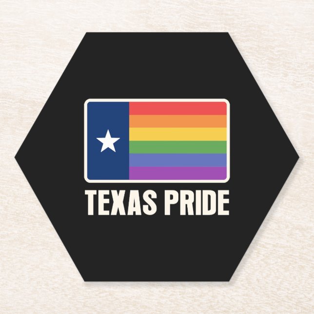 Rainbow Texas Flag Design for proud LGBT+ Texans Paper Coaster (Front)