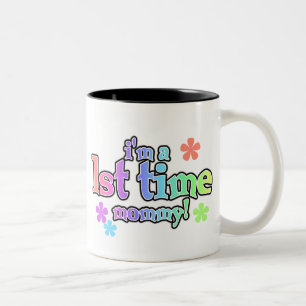 Rainbow Text First Time Mummy Two-Tone Coffee Mug