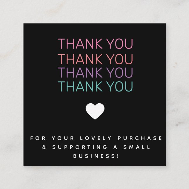 Rainbow Thank You Boutique Beauty Shop Square Business Card (Front)