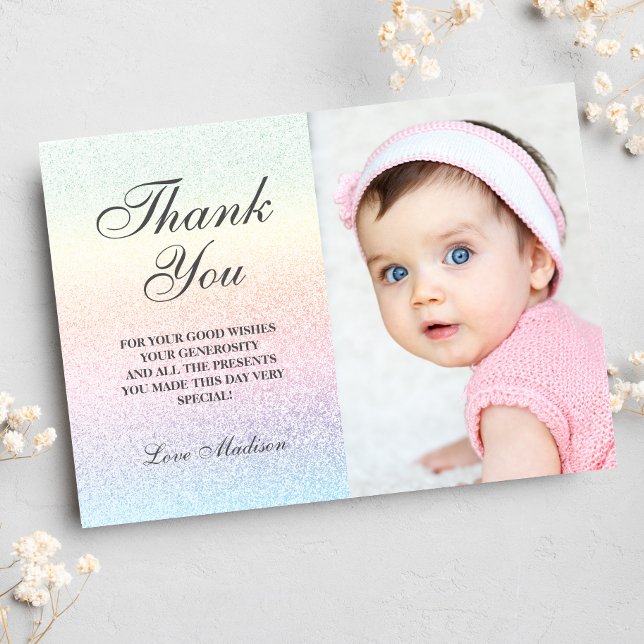 Rainbow Thank You Cards Glitter Photo  (Creator Uploaded)