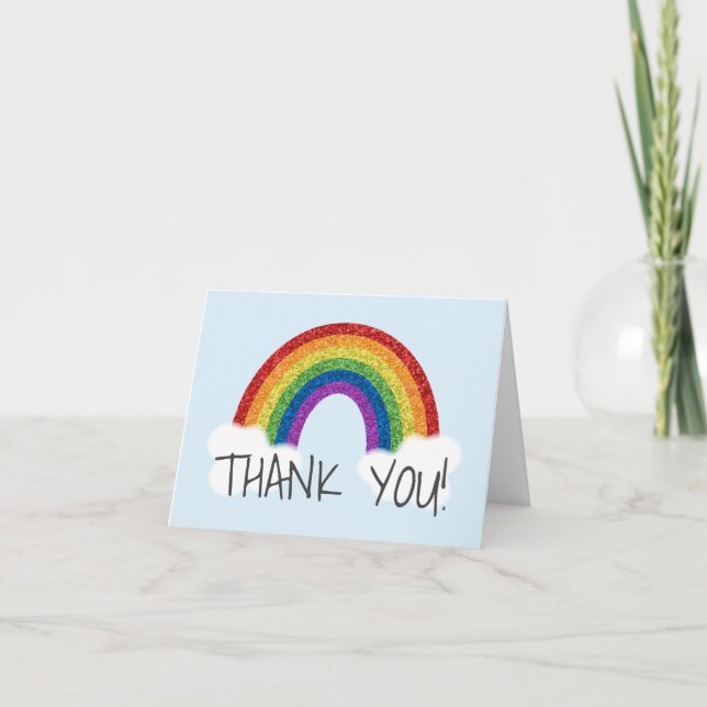 Rainbow Thank You Cards Glitter Rainbows (Front)