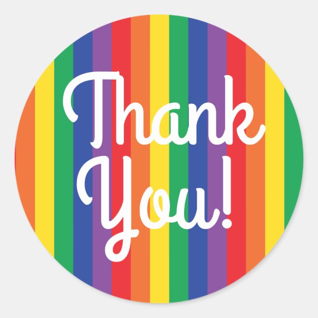 Rainbow Thank You Cute Kid's Birthday Classic Round Sticker (Front)