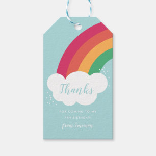 Rainbow thank you kids birthday favour tag