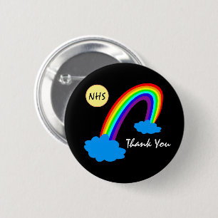 Rainbow & Thank You "NHS" /clouds Britain 6 Cm Round Badge