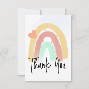 Rainbow Thank You  Script Colourful Heart and Dots Card