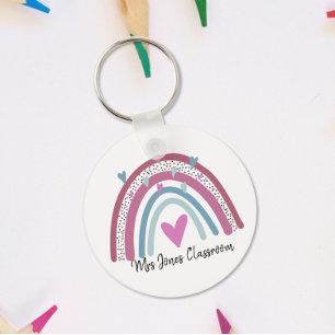 Rainbow thank you teacher gift key ring