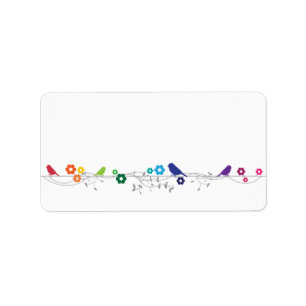 Rainbow Theme Birds Flowers Wedding Blank Address Label