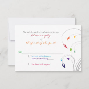 Rainbow Theme Floral Wedding RSVP Reply Card