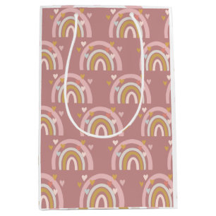 Rainbow Theme Hearts Pink Medium Gift Bag