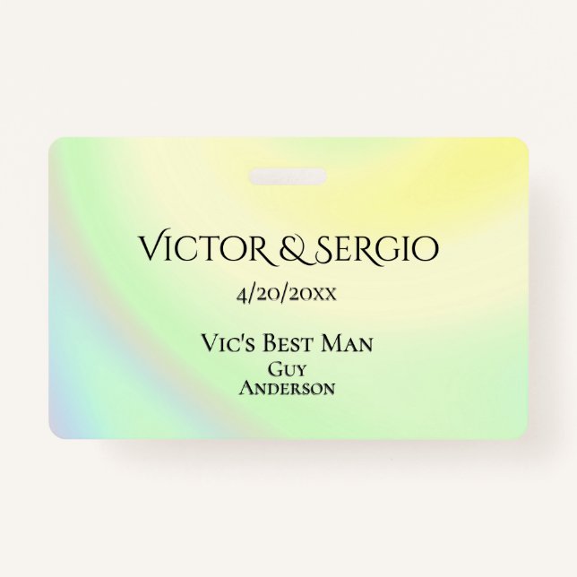Rainbow Theme Wedding Party ID Double Sided ID Badge (Front)
