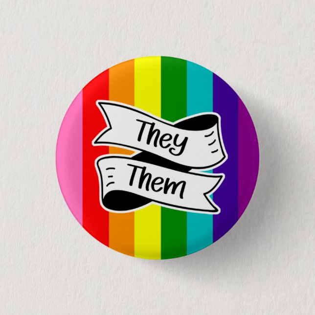 Rainbow They/Them Pronoun Badge (Front)