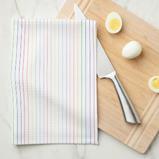 Rainbow Thin Stripes White Pattern Tea Towel