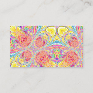 Rainbow Tie Dye Acrylic Fluid Pour Flower Business Card