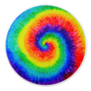 Rainbow Tie-Dye Alcohol Ink Ceramic Knob