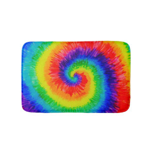 Rainbow Tie-Dye Alcohol Ink Painting Bath Mat