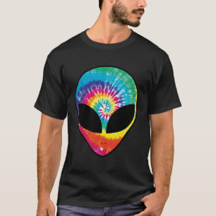 Rainbow Tie Dye Alien Head Cool Tye Die Trippy Rav T-Shirt