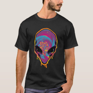 Rainbow Tie Dye Alien Head Trippy Rave Space Hoodi T-Shirt