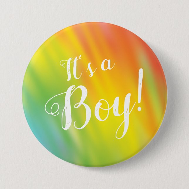 Rainbow Tie Dye Baby Shower It's a Boy 7.5 Cm Round Badge (Front)