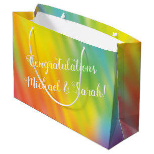 Rainbow Tie Dye Baby Shower Large Gift Bag