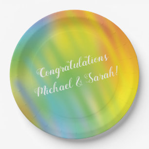 Rainbow Tie Dye Baby Shower Paper Plate