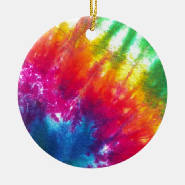 Rainbow Tie-Dye Ceramic Tree Decoration (Front)