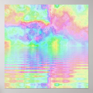 Rainbow Tie Dye Clouds Pastel Poster
