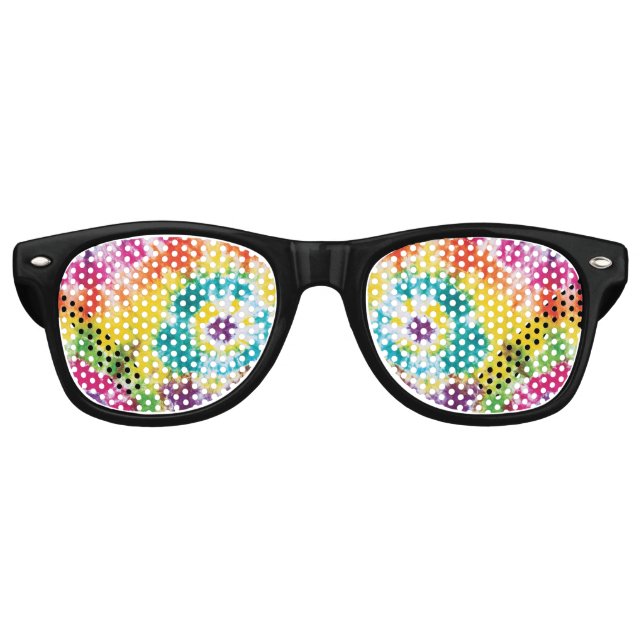 Rainbow Tie Dye Colourful Modern Pride Pattern Retro Sunglasses (Front)