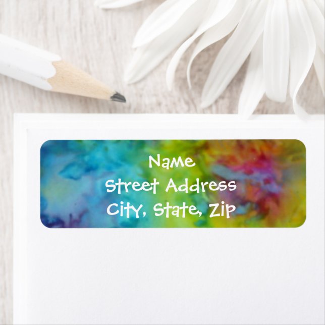 Rainbow Tie-Dye Colourful Return Address Sized (Insitu)