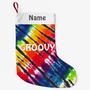Rainbow Tie-Dye Customised Groovy Small Christmas Stocking