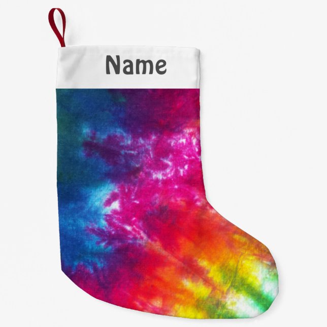 Rainbow Tie-Dye Customised Small Christmas Stocking (Front)
