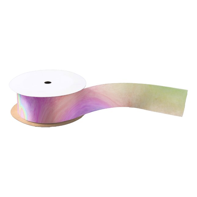 Rainbow Tie Dye Digital Art Satin Ribbon (Spool)