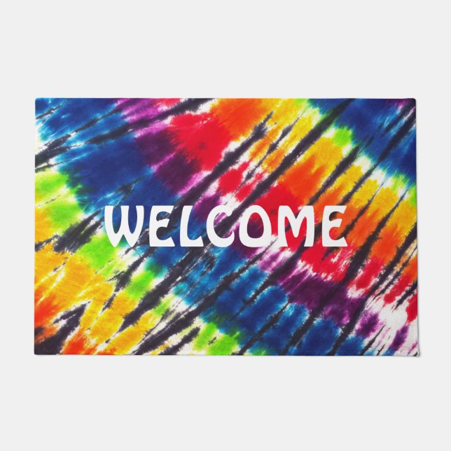 Rainbow Tie-Dye Doormat (Front)