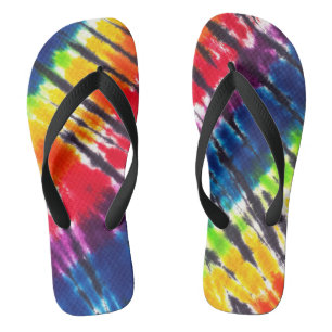 Rainbow Tie-Dye Flip Flops